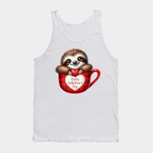 Valentine Sloth In Tea Cup Tank Top